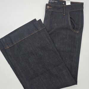 Chico's high rise wide legs jeans black wash pant sz 16r/3R.